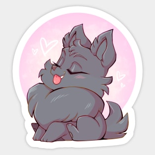 Fluffy Pomeranian Puppy (Black Blue) Sticker